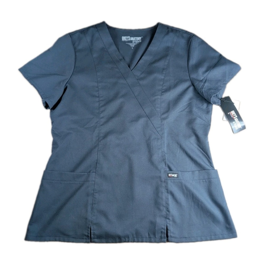 NWT Grey's Anatomy by Barco Women's Scrub Top Navy Blue Size Large